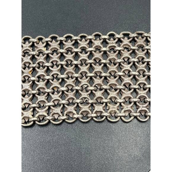 Vintage Wide Sterling Silver Chainmail Mesh 115g Ornate Clasp Statement Bracelet - Picture 5 of 15